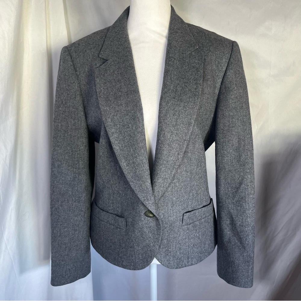 Pendleton Vintage Wool Short One Button Blazer Y2K 90’s Suit Jacket Gray Sz‎ 12